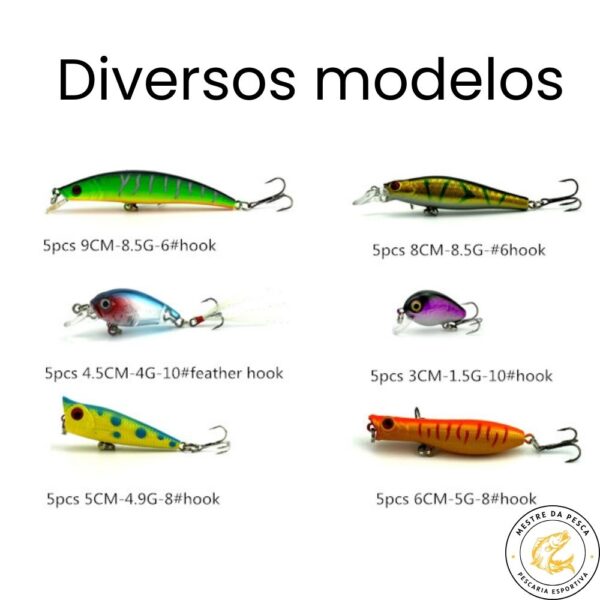 Kit iscas de pesca Crankbait - Diversos modelos